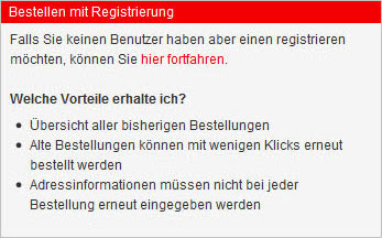 Bestellen mit Registrierung